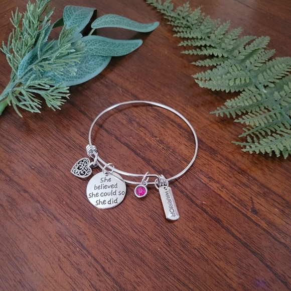 NEW She Believed She Could So She Did Bracelet Dangle Bracelet Stainless Steel - Picture 2 of 5
